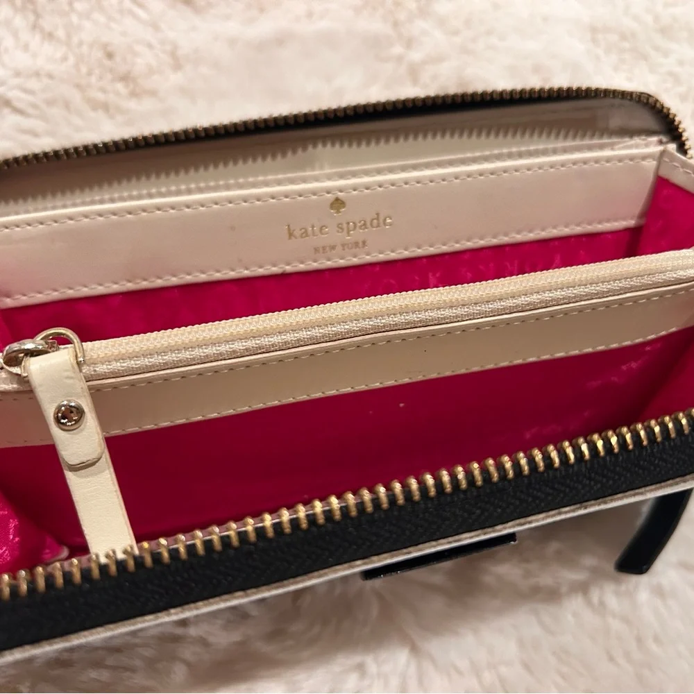 Kate‎ Spade Ellison Ave Neda Continental Zip Wallet, Black/Cream Apple Design